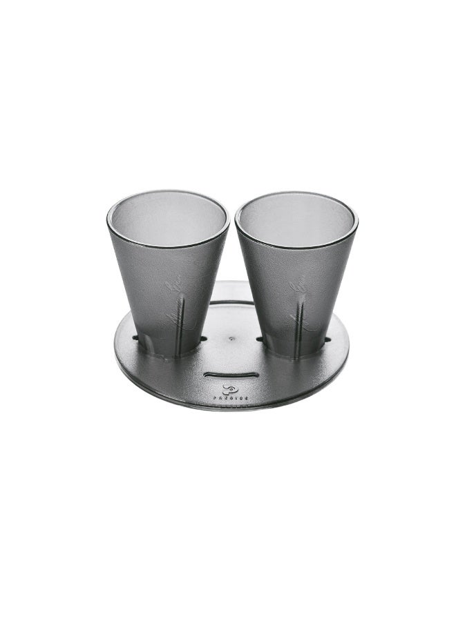 برسايذ اي طقم تقطير ثنائي العدسة أسود - ماكينة تحضير قهوة مزدوجة مع قمع تقطير بلاستيكي، وإبريق زجاجي، وتصميم مسطح لتحضير 1-2 كوب من القهوة المختصة - Image 2